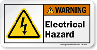 Electrical Hazard ANSI Warning Label With Electrocution Symbol