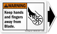 Keep Hands Fingers From Blade ANSI Arrow Label