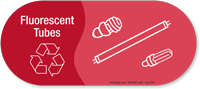 Fluorescent Tubes Vinyl Recycling Sticker with Symbol