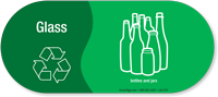 Glass, Bottles Jars Vinyl Recycling Sticker with Symbol