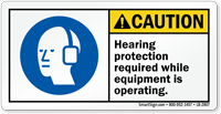 Hearing Protection Required While Equipment Operating Label