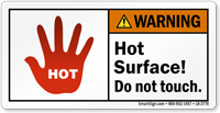 Hot Surface Do Not Touch Warning Label