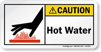 Hot Water ANSI Caution Label With Graphic