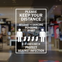 Keep Four Penguins Apart Social Distancing Decal