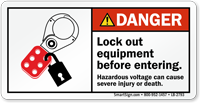 Lock Out Equipment Before Entering Danger Label