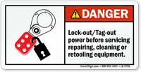 Lockout/ Tagout Power Before Servicing Equipment Label