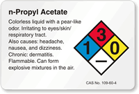 n Propyl Acetate NFPA Chemical Hazard Label