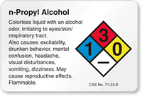 n Propyl Alcohol NFPA Chemical Hazard Label