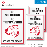 No Soliciting No Trespassing Funny Dog Warning Label Set