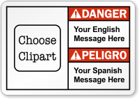 Personalized Bilingual Message ANSI Danger Label