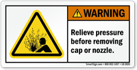 Relieve Pressure Before Removing Cap Nozzle Label