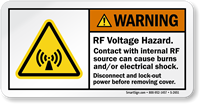 Contact With Internal RF Source Cause Burns Label