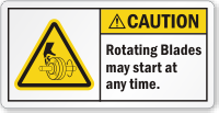 Rotating Blades May Start At Any Time Label