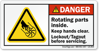 Rotating Parts Inside Lockout Tagout Before Servicing Label