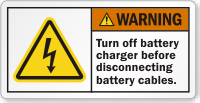 Turn Off Battery Charger Before Disconnecting Cables Label