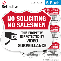 Video Surveillance No Soliciting Shield Label Set