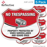 Video Surveillance No Trespassing Shield Label Set