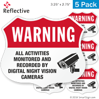 Warning Activities Monitored And Recorded Shield Label Set