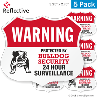 Warning Protected By Bulldog Security Shield Label Set