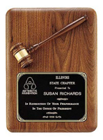 Custom Gavel Black Walnut Wooden Award Plaque