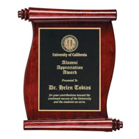 Custom Rosewood Piano Finish Scroll Wooden Award Plaque