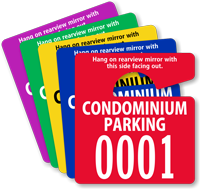 Condo Parking Permit Mirror Hang Tag Small Size