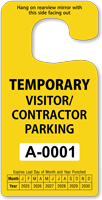 Visitor/Contractor Parking Permit Rearview Mirror Jumbo Hang Tag