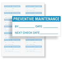 Preventive Maintenance Label: By/Date/Next  Blue