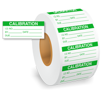 Calibration Label Roll Green on White