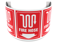 180 Degree Projecting Fire Hose Sign with graphic