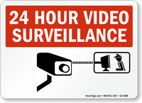 24 Hour Video Surveillance CCTV Camera Sign