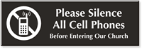 Silence Cell Phones In Church Engraved Sign