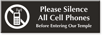 Silence Cell Phones In Temple Engraved Sign
