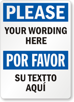 Custom Bilingual Please Sign