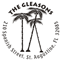 Personalized Round Palm Tree Address Self Inking Stamp