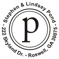 Customizable Round Double Circle Monogram Address Stamp