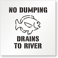No Dumping Drains to River Floor Stencil