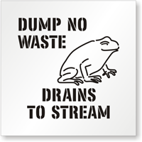Dump No Waste Drains to Stream Floor Stencil
