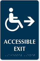 Accessible Exit with Right Arrow Braille Sign