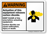 Actuation Equipment Releases Carbon Dioxide Keep Clear Sign
