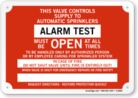 Alarm Test Fire Sprinkler Sign