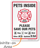 Alert Pets Inside Please Save Our Pets Sign