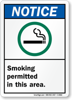 Smoking Permitted In This Area Sign