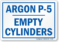 Argon Empty Cylinders Sign