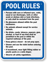 Arizona Pool Rules Sign