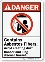 Asbestos Fibers Avoid Dust Lung Disease Hazard Sign