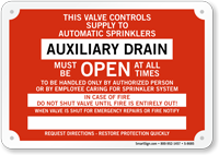 Auxiliary Drain Fire Sprinkler Identification Sign
