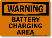 Warning Battery Charging Area Sign