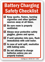 Battery Charging Safety Checklist Sign