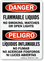 Flammable Liquids No Smoking Sign Bilingual Danger